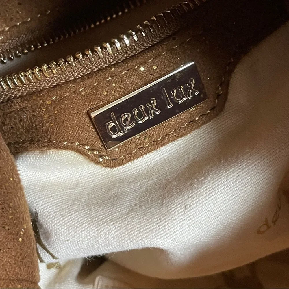 Deux Lux Oversized Shimmer Hobo Bag Camel Brown With Gold Flakes